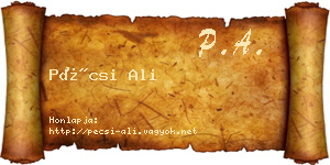 Pécsi Ali névjegykártya