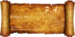 Pécsi Ali névjegykártya
